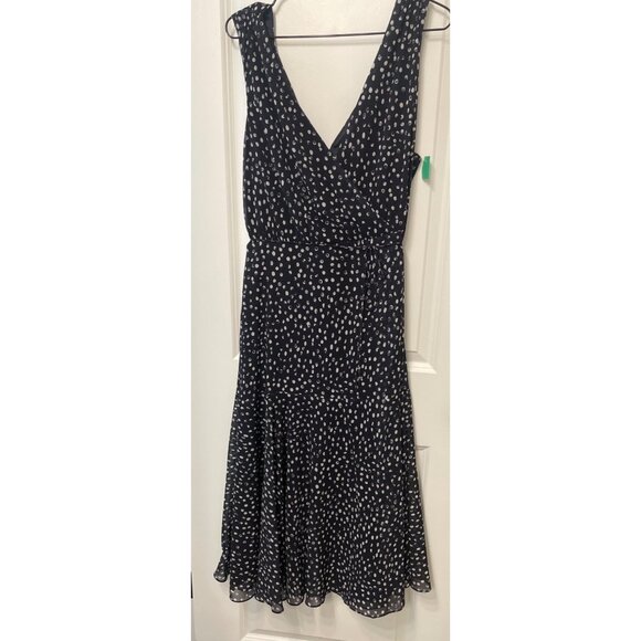 Sleeveless Black & White Polka Dot Maxi Dress Size 14 Flowy Elegant Timeless - Picture 3 of 9